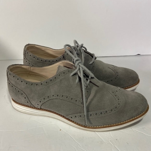 COLE HAAN Womens 9B Original Grand Wingtip II Lace Up Shoes Vapor Grey - Picture 3 of 9